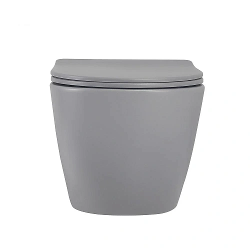 Унитаз подвесной ABBER Bequem AC1101MG серый матовый, безободковый с крышкой микролифт Унитаз подвесной ABBER Bequem AC1101MG серый матовый, безободковый с крышкой микролифт