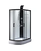 Душевая кабина Taliente с гидромассажем, 120x80x220см правая, профиль черный, прозрозрачное стекло, TA-128CB(R)