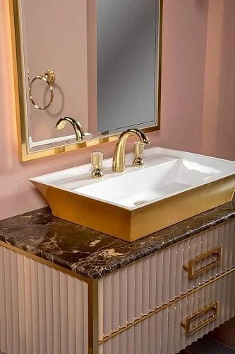 Тумба под раковину Armadi Art MONACO 100 867-100-CPG капучино глянец + золото Тумба под раковину Armadi Art MONACO 100 867-100-CPG капучино глянец + золото