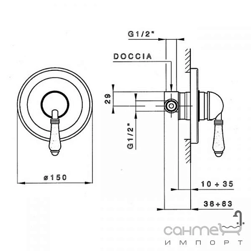 Смеситель для душа Nicolazzi Classico Monokomandi 3406DB75 темная бронза/El Capitan Смеситель для душа Nicolazzi Classico Monokomandi 3406DB75 темная бронза/El Capitan