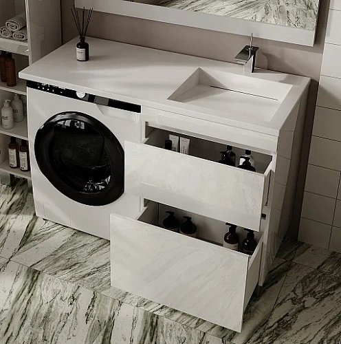 Тумба под раковину Style Line Даллас ЛЕОН 120, Люкс белая, PLUS напольная СС-00002438 Тумба под раковину Style Line Даллас ЛЕОН 120, Люкс белая, PLUS напольная СС-00002438