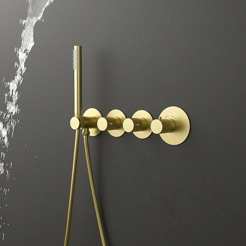 Душевая система Timo Saona SX-2350/17SM встраиваемая с термостатом золото матовое Душевая система Timo Saona SX-2350/17SM встраиваемая с термостатом золото матовое