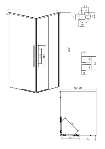 Душевая дверь GROSSMAN Galaxy 1/2.K33.01.90.10.00 (90x195) хром, стекло прозрачное Душевая дверь GROSSMAN Galaxy 1/2.K33.01.90.10.00 (90x195) хром, стекло прозрачное