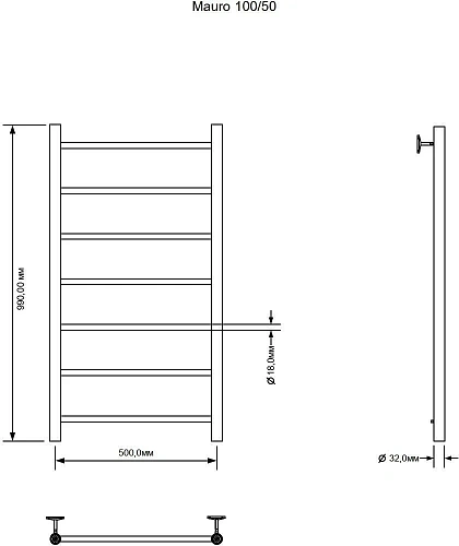 Полотенцесушитель водяной Aquanet Mauro 1000x500 00282318 Полотенцесушитель водяной Aquanet Mauro 1000x500 00282318