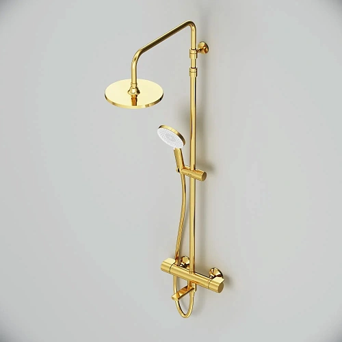 Душевая система AM.PM X-Joy F0785A599 с термостатом, верхний душ 220мм, золото Душевая система AM.PM X-Joy F0785A599 с термостатом, верхний душ 220мм, золото