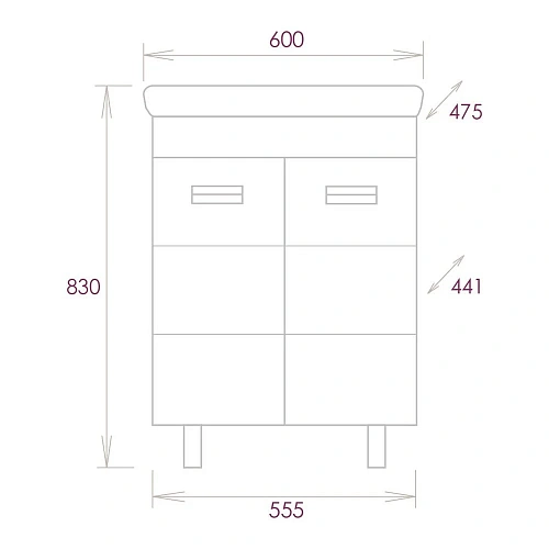 Тумба под раковину Onika БАЛТИКА-КВАДРО Black 60.11 106139 Тумба под раковину Onika БАЛТИКА-КВАДРО Black 60.11 106139