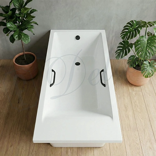 Ванна из искусственного камня Delice Diapason Ultra 180х80 DLR330052RB-G с узким бортом глянцевая с черными ручками Ванна из искусственного камня Delice Diapason Ultra 180х80 DLR330052RB-G с узким бортом глянцевая с черными ручками