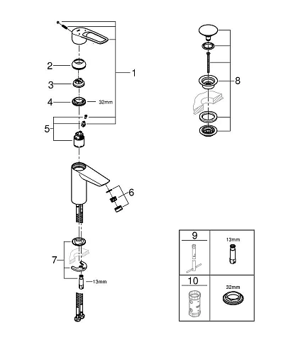 Смеситель для раковины GROHE Eurosmart M-Size (23981003) Смеситель для раковины GROHE Eurosmart M-Size (23981003)