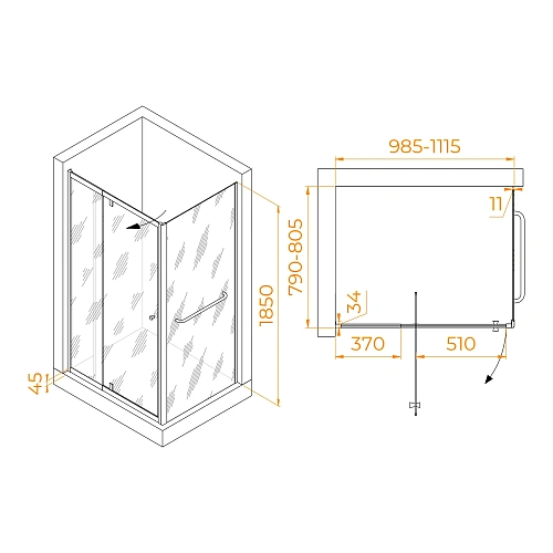 Душевой уголок RGW PA-44-1 (PA-02 + Z-060-1) 1000x800 мм 410844108-011 хром Easy Clean Душевой уголок RGW PA-44-1 (PA-02 + Z-060-1) 1000x800 мм 410844108-011 хром Easy Clean