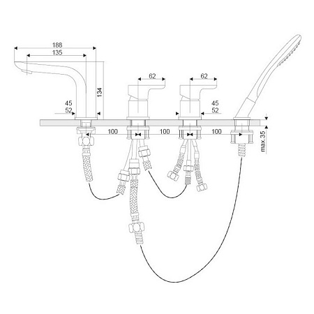 Смеситель на борт ванны EXCELLENT Oxalia AREX.9033CR хром Смеситель на борт ванны EXCELLENT Oxalia AREX.9033CR хром