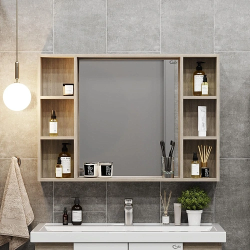 Зеркальный шкаф Onika Тимбер 100 см 210017 дуб сонома, универсальный Зеркальный шкаф Onika Тимбер 100 см 210017 дуб сонома, универсальный