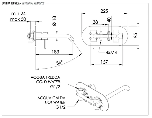Смеситель для раковины Remer X Style X15L Смеситель для раковины Remer X Style X15L