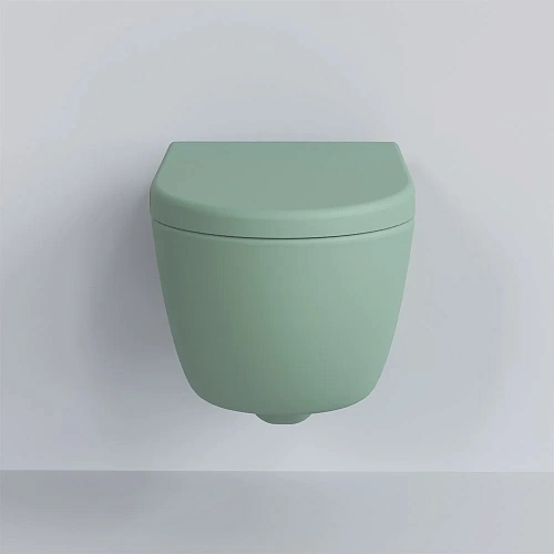 Унитаз подвесной Abner 103T21001R (545x360x330) матовый мятный безободковый с толстой крышкой 103T21001R-102T21001 Унитаз подвесной Abner 103T21001R (545x360x330) матовый мятный безободковый с толстой крышкой 103T21001R-102T21001