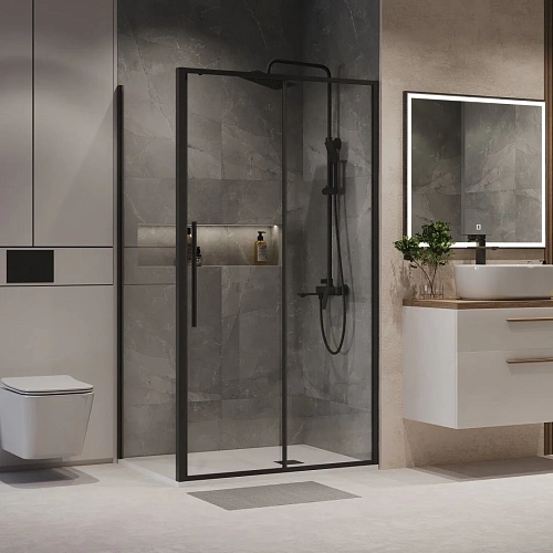 Душевой уголок Niagara Nova NG-84-12AB-A80B-34 (120x80x195) прямоуг., раздвижн., черный матов, стекло прозрачное Душевой уголок Niagara Nova NG-84-12AB-A80B-34 (120x80x195) прямоуг., раздвижн., черный матов, стекло прозрачное