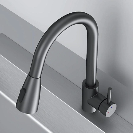 Смеситель для кухни AM.PM X-Joy S F85B07522 с вытягивающимся изливом, черный Смеситель для кухни AM.PM X-Joy S F85B07522 с вытягивающимся изливом, черный