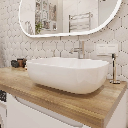 Комплект мебели STWORKI Берген 60 белая со светлой столешницей 122, раковина Moduo 50 Square, L 5497 549711 Комплект мебели STWORKI Берген 60 белая со светлой столешницей 122, раковина Moduo 50 Square, L 5497 549711