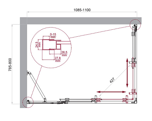 Душевой уголок BelBagno LUCE-AH-21-110/80-C-Cr Душевой уголок BelBagno LUCE-AH-21-110/80-C-Cr