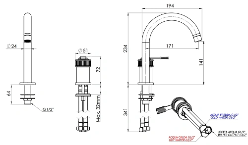Смеситель для раковины Remer Atelier AL57XV, сталь Смеситель для раковины Remer Atelier AL57XV, сталь