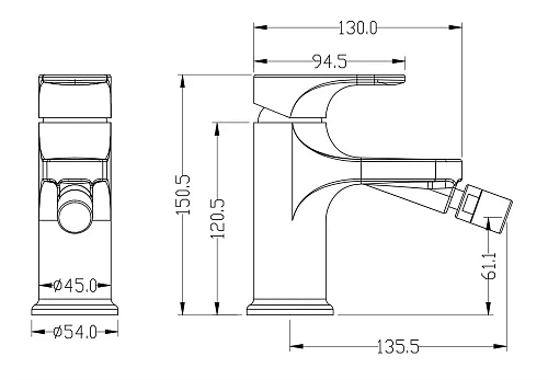 Смеситель для биде Boheme SPECTRE Gunmetal 456-GM Смеситель для биде Boheme SPECTRE Gunmetal 456-GM