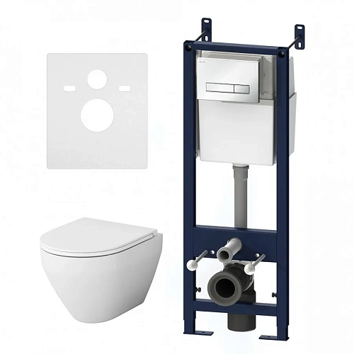 Комплект: Инсталляция с унитазом AM.PM Spirit IS30201.701700 с клавишей Start S белый глянц сиденье Комплект: Инсталляция с унитазом AM.PM Spirit IS30201.701700 с клавишей Start S белый глянц сиденье