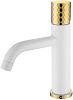 Картинка анонса товара «смеситель для раковины boheme stick white diamond gold 121-wg»