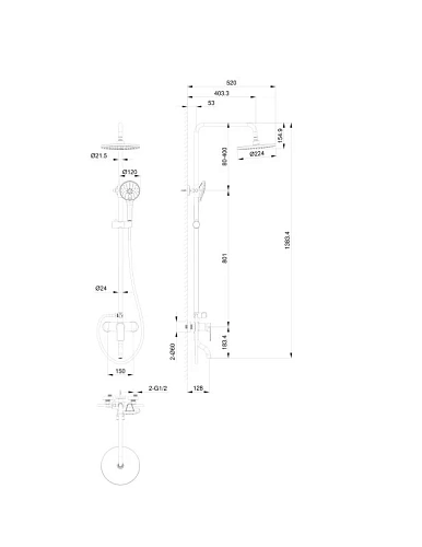 Душевая система Wonzon & Woghand брашированное золото (WW-AE3354-BG) Душевая система Wonzon & Woghand брашированное золото (WW-AE3354-BG)