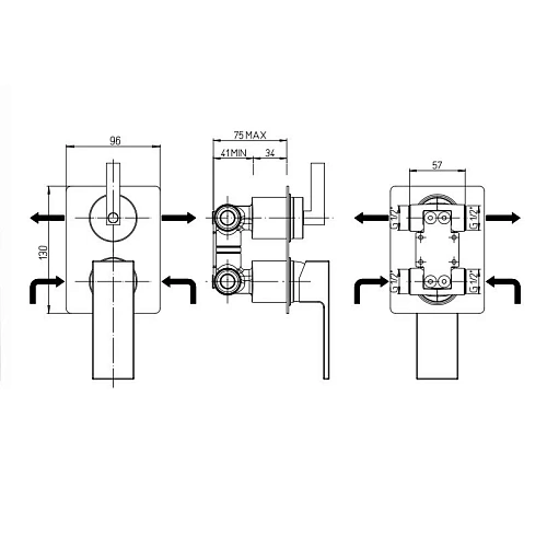 Смеситель для ванны Paini Grazia 21CR6911 встраиваемый, хром Смеситель для ванны Paini Grazia 21CR6911 встраиваемый, хром