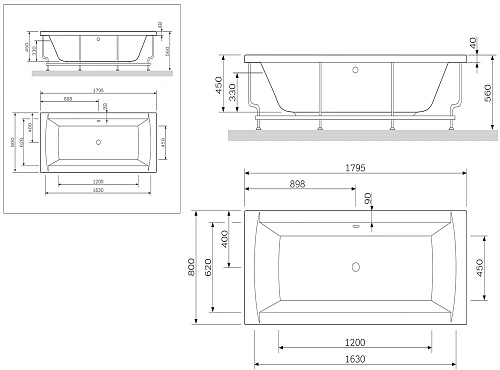 Каркас для ванны AM.PM Admire W1AA-180-080W-R Каркас для ванны AM.PM Admire W1AA-180-080W-R
