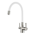 Детальная картинка товара «смеситель для кухни lemark comfort lm3075bn-white с гибким изливом, с подключением к фильтру, никель»