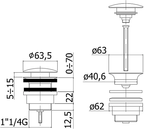 Донный клапан Paffoni ZSCA050BO Донный клапан Paffoni ZSCA050BO