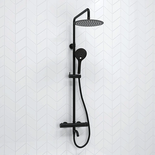 Душевая система WasserKRAFT A288.258.078.BM Thermo с термостатом черный Душевая система WasserKRAFT A288.258.078.BM Thermo с термостатом черный