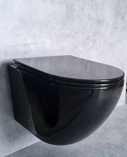 Унитаз подвесной CeramaLux 2196 -18 черный с крышкой микролифт Унитаз подвесной CeramaLux 2196 -18 черный с крышкой микролифт