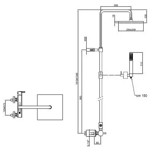 Душевая система Webert Azeta AZ870110015METAL, хром Душевая система Webert Azeta AZ870110015METAL, хром