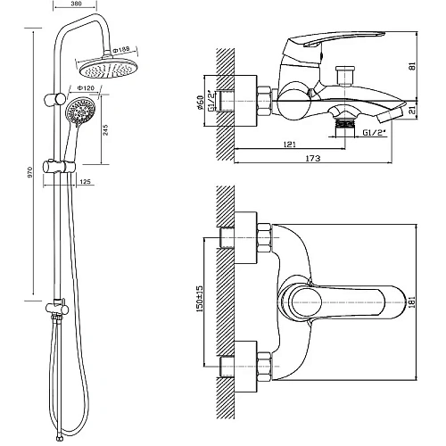 Душевая система Orange Alfi M18-933cr с изливом, хром Душевая система Orange Alfi M18-933cr с изливом, хром
