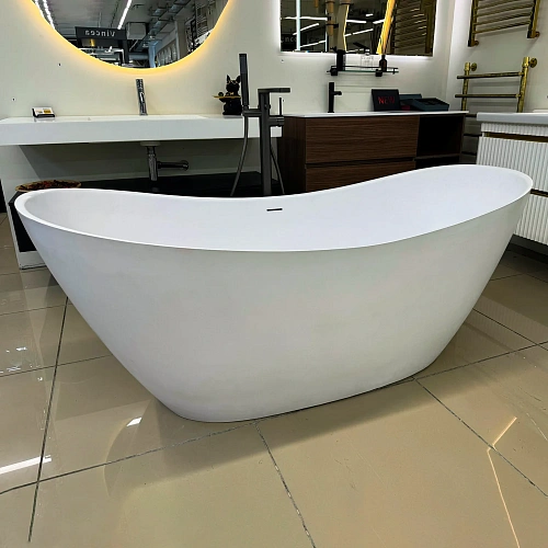 Ванна отдельностоящая Marmo-Elite Вентура VBA167-77 1670x770 из искусственного камня, без перелива, глянцевая Ванна отдельностоящая Marmo-Elite Вентура VBA167-77 1670x770 из искусственного камня, без перелива, глянцевая