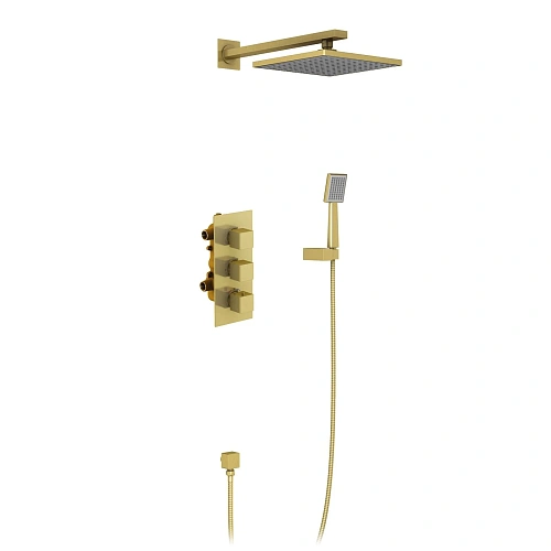 Душевая система Timo Tetra-thermo SX-0179/17SM встраиваемая с термостатом золото матовое Душевая система Timo Tetra-thermo SX-0179/17SM встраиваемая с термостатом золото матовое