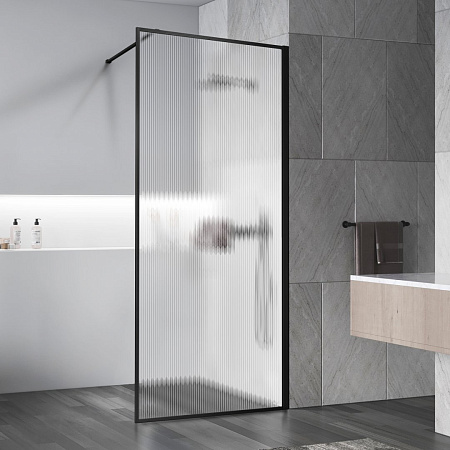 Душевая перегородка Vincea Walk-In VSW-1HP120FLB 1200x2000 черный стекло рифленое