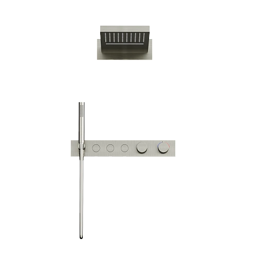 Душевая система SANCOS Linn с термостатом, с внутренней частью, брашированный никель SC9023BN Душевая система SANCOS Linn с термостатом, с внутренней частью, брашированный никель SC9023BN