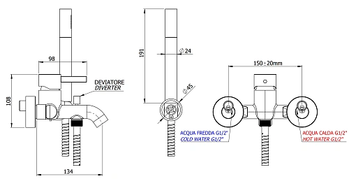 Смеситель для ванны Remer Metrica MC02CFP, черный брашированный хром Смеситель для ванны Remer Metrica MC02CFP, черный брашированный хром