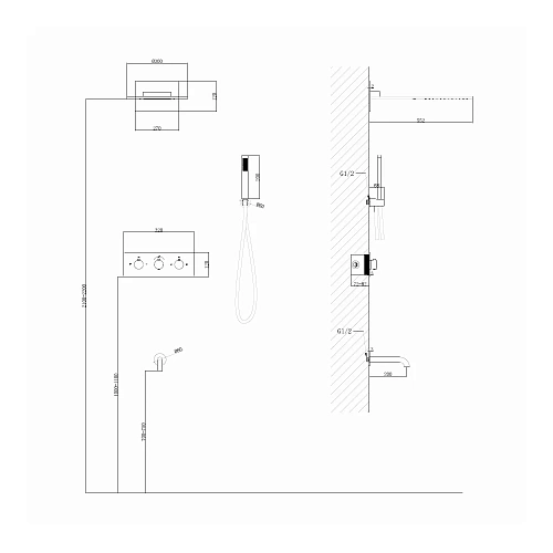 Душевая система ABBER Wasser Kreis AF8150NG скрытого монтажа с изливом, термостат, никель Душевая система ABBER Wasser Kreis AF8150NG скрытого монтажа с изливом, термостат, никель