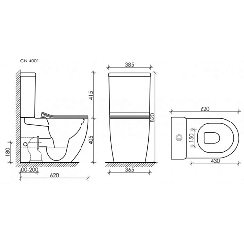 Чаша напольного унитаза Ceramica Nova METROPOL CN4001T-B смыв Торнадо, белый Чаша напольного унитаза Ceramica Nova METROPOL CN4001T-B смыв Торнадо, белый