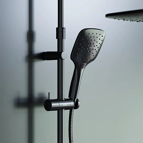 Душевая система Damixa Option DX218092300 с термостатом верхний душ 230x230мм, черный Душевая система Damixa Option DX218092300 с термостатом верхний душ 230x230мм, черный