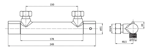 Смеситель для душа Damixa Option 218000000 с термостатом хром Смеситель для душа Damixa Option 218000000 с термостатом хром