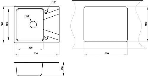 Кухонная мойка Granula 6201, АЛЮМИНИУМ, кварц 620х500 Кухонная мойка Granula 6201, АЛЮМИНИУМ, кварц 620х500