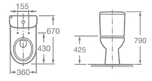 Унитаз напольный Roca Access компакт с горизонтальным выпуском 34P23800Y Унитаз напольный Roca Access компакт с горизонтальным выпуском 34P23800Y