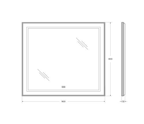 Зеркало BelBagno SPC-KRAFT-900-800-LED-TCH-WARM-NERO 900x32x800 мм с подсветкой сенсорным выключателем и подогревом Зеркало BelBagno SPC-KRAFT-900-800-LED-TCH-WARM-NERO 900x32x800 мм с подсветкой сенсорным выключателем и подогревом