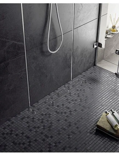 Душевой лоток Timo Drain System 900 с двусторонней панелью "plate" под плитку, Сатин Душевой лоток Timo Drain System 900 с двусторонней панелью "plate" под плитку, Сатин