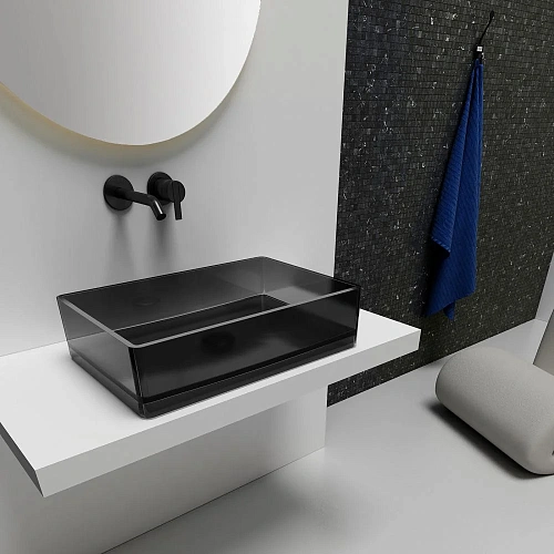 Раковина ABBER Kristall AT2803Onyx прозрачная, накладная, черная Раковина ABBER Kristall AT2803Onyx прозрачная, накладная, черная