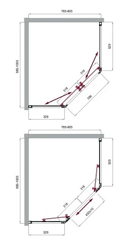Душевой уголок BelBagno UNO-195-PH-2-100/80-C-Cr 1000x800 мм Душевой уголок BelBagno UNO-195-PH-2-100/80-C-Cr 1000x800 мм