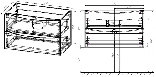 Тумба под раковину Vincea Mia 800 подвесная, 2 выкатных ящика soft close, R.Wood VMC-2MA800RW Тумба под раковину Vincea Mia 800 подвесная, 2 выкатных ящика soft close, R.Wood VMC-2MA800RW